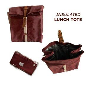 NWT 🍇 Insulated Lunch Tote 🍎 Canvas Outer 🥪 Reddish Brown 🥗 Bag Walker